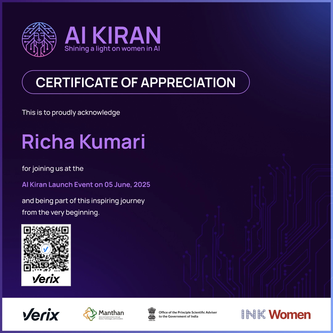AI Kiran Launch Event Attendee Certificate