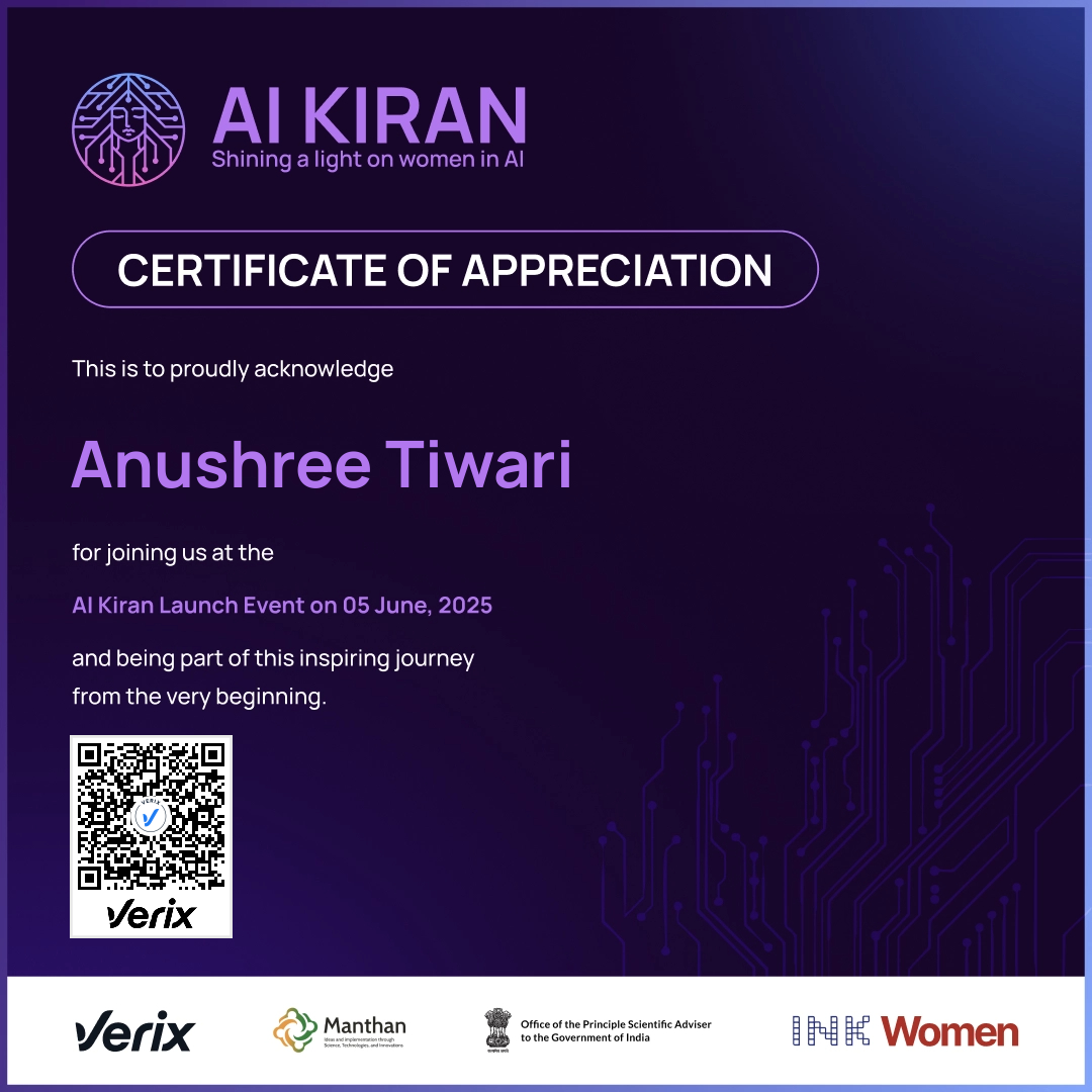 AI Kiran Launch Event Attendee Certificate