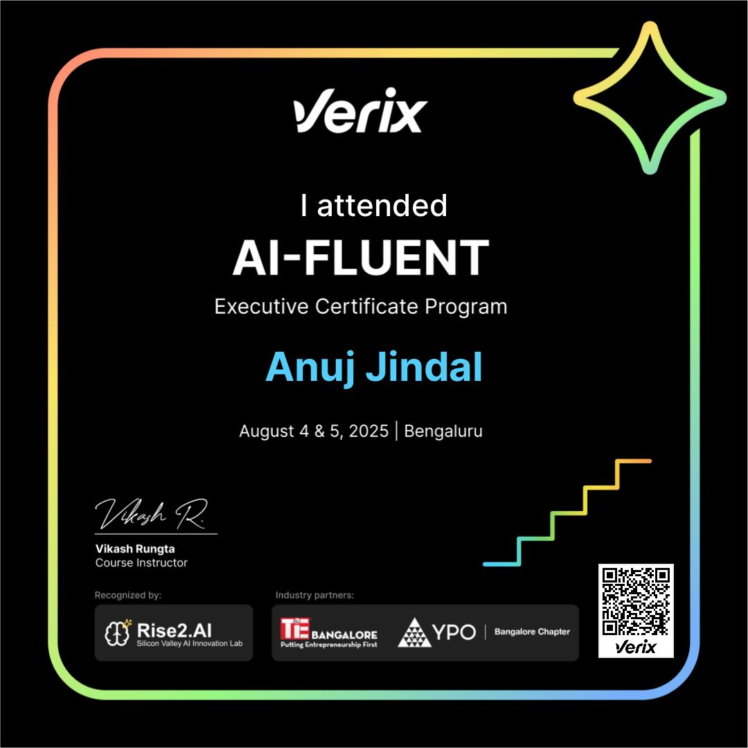 Anuj Jindal: AI-Fluent Executive Certificate Program Attendee