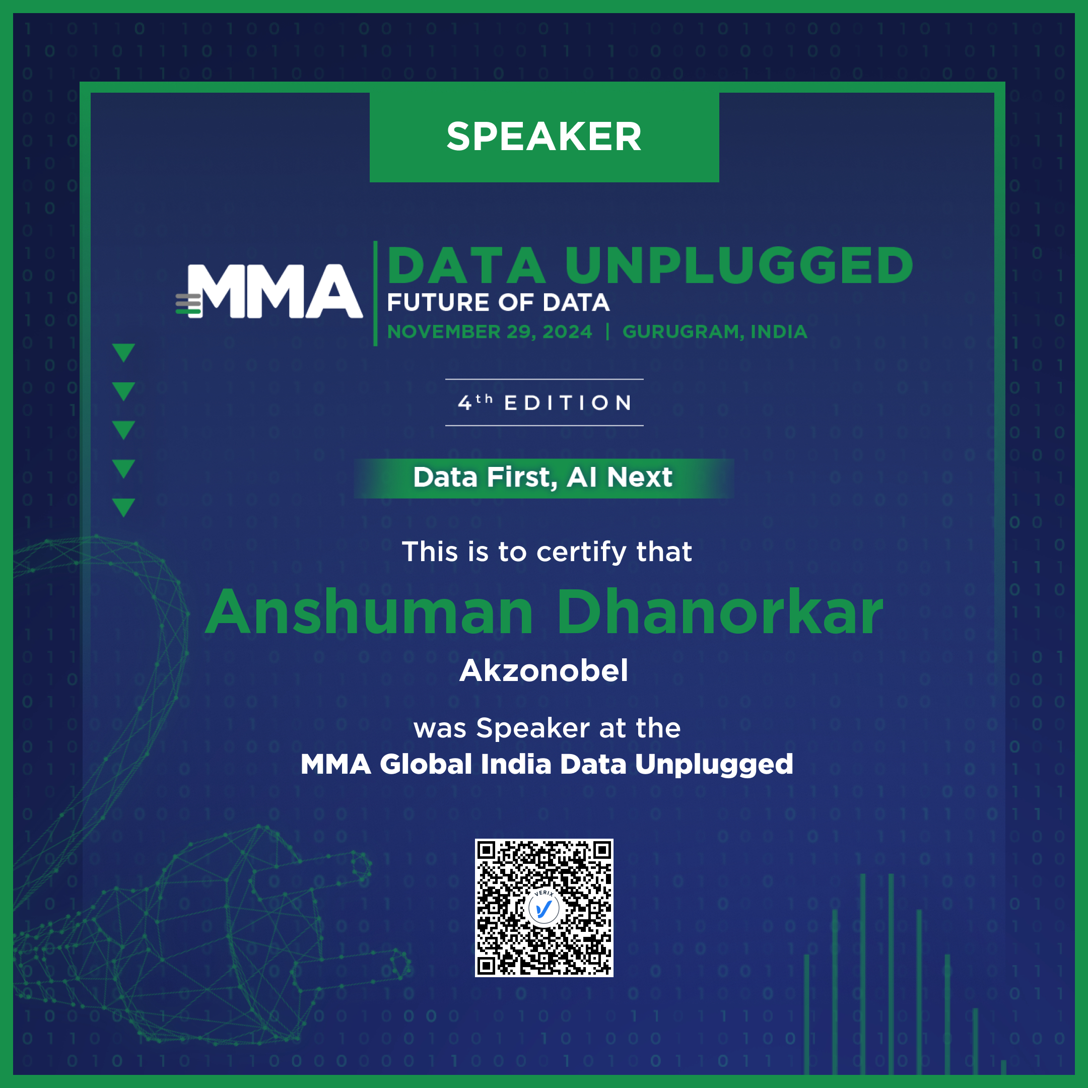 MMA Data Unplugged (Speaker): Anshuman Dhanorkar