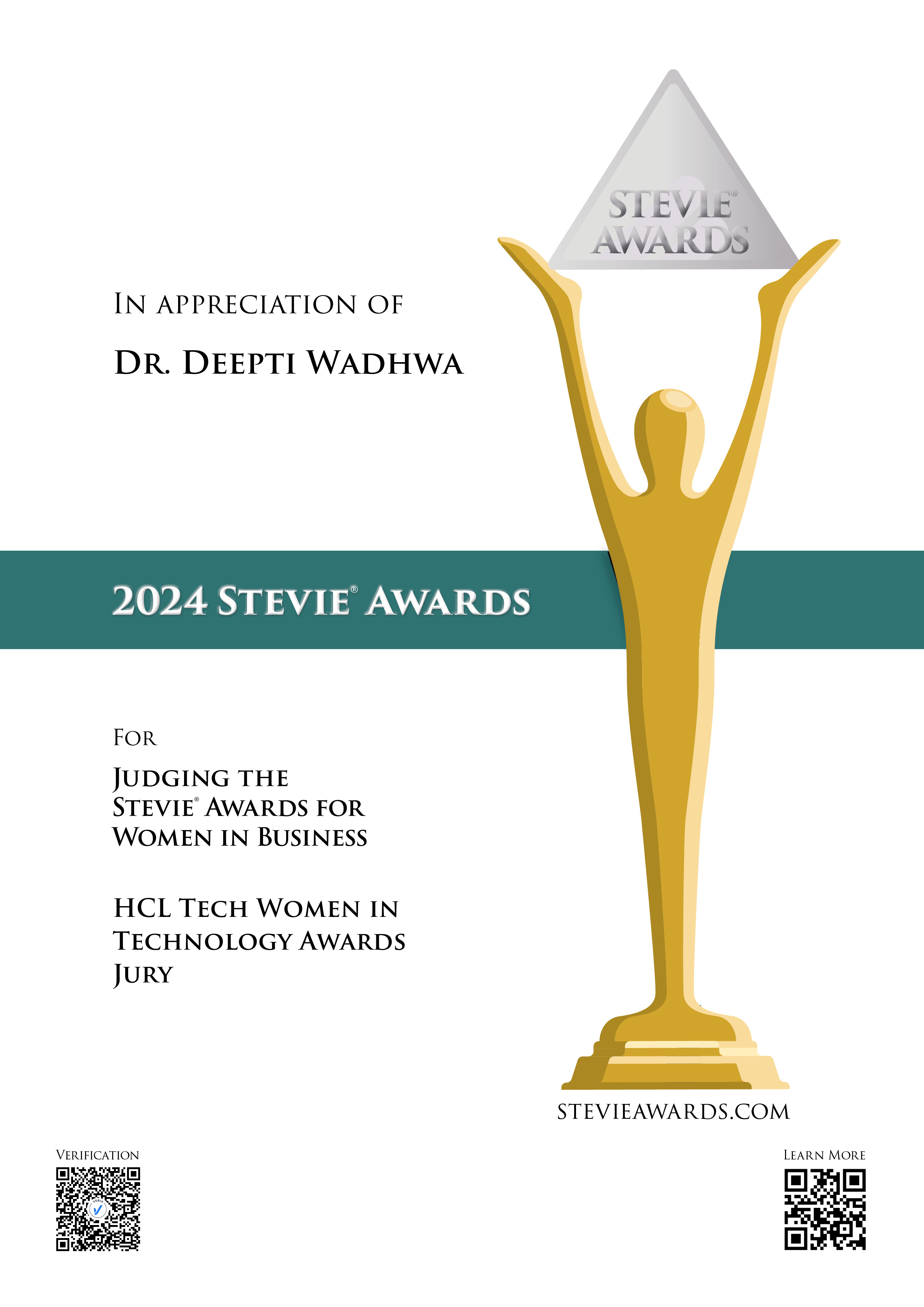 Stevie® Awards for Women in Business: Dr. Deepti Wadhwa