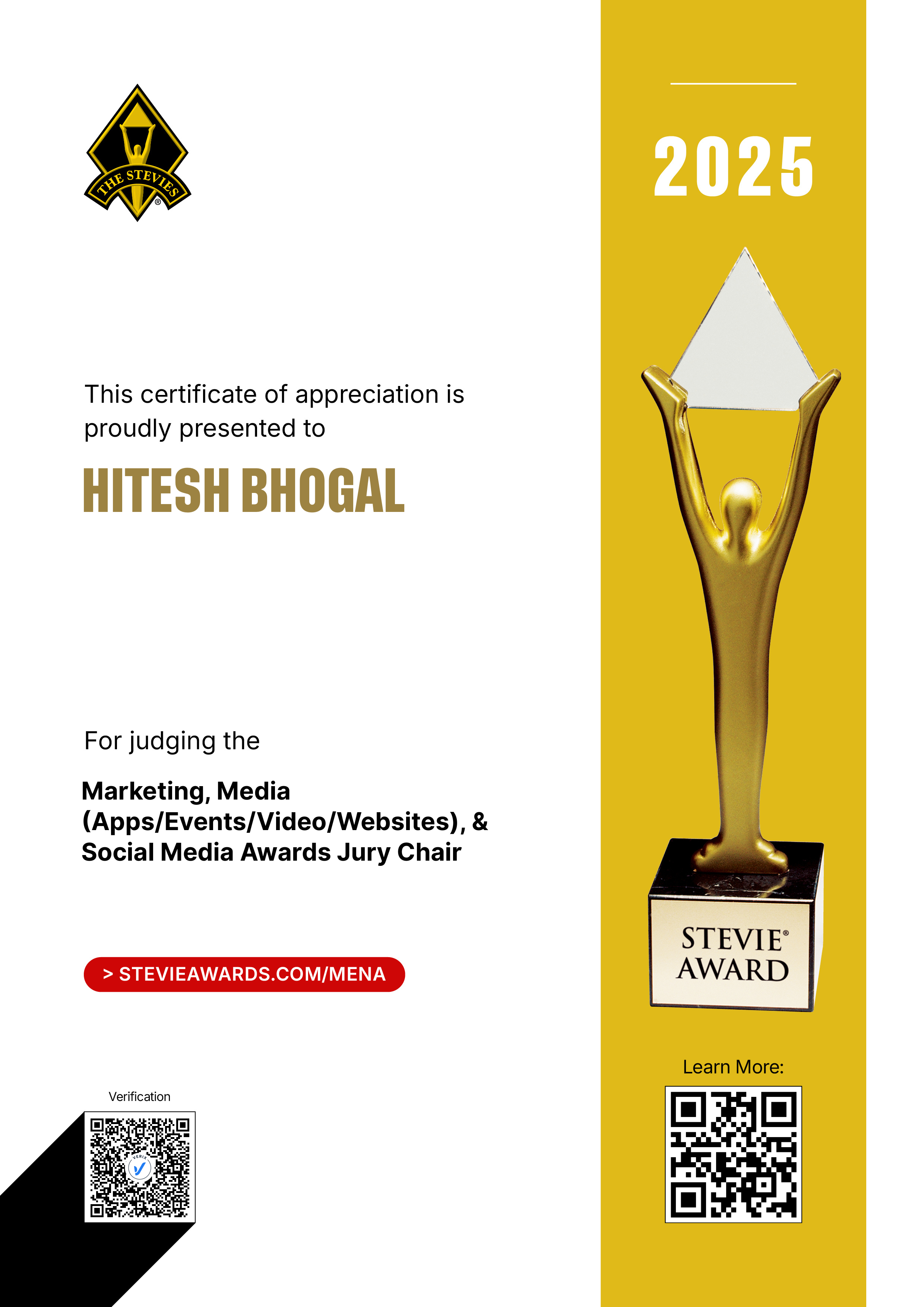 Middle East & North Africa Stevie® Awards: Hitesh Bhogal