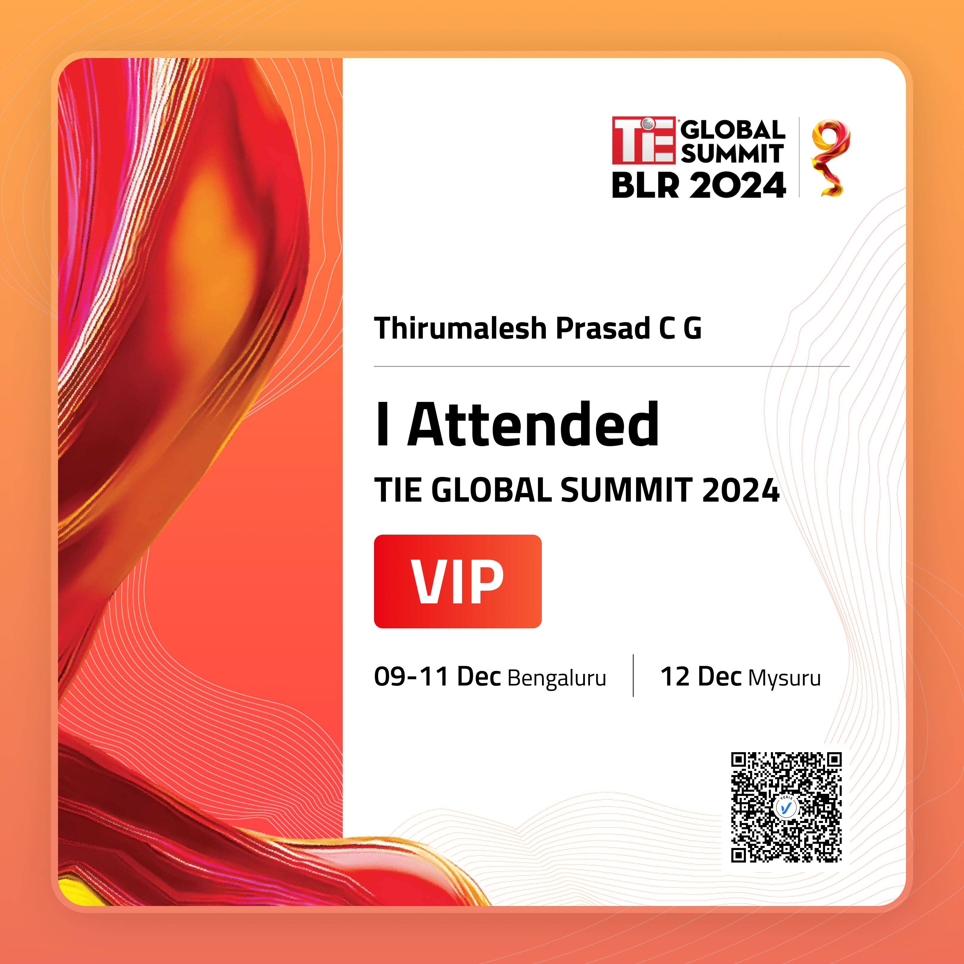TiE Global Summit 2024: VIP Certificate