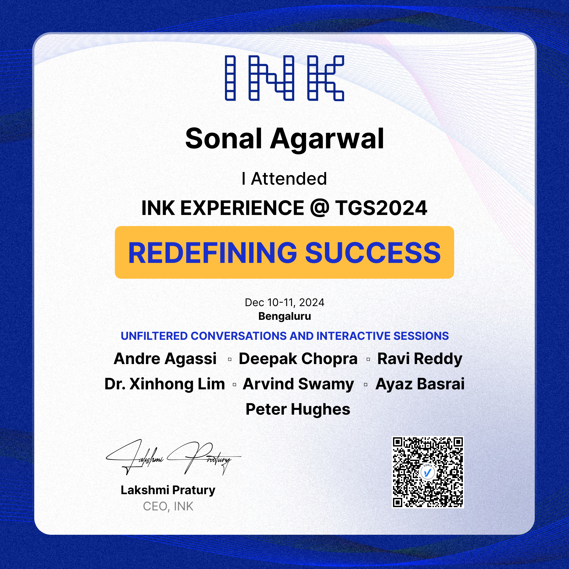 INK Experience @ TGS2024 (Attendee): Sonal Agarwal