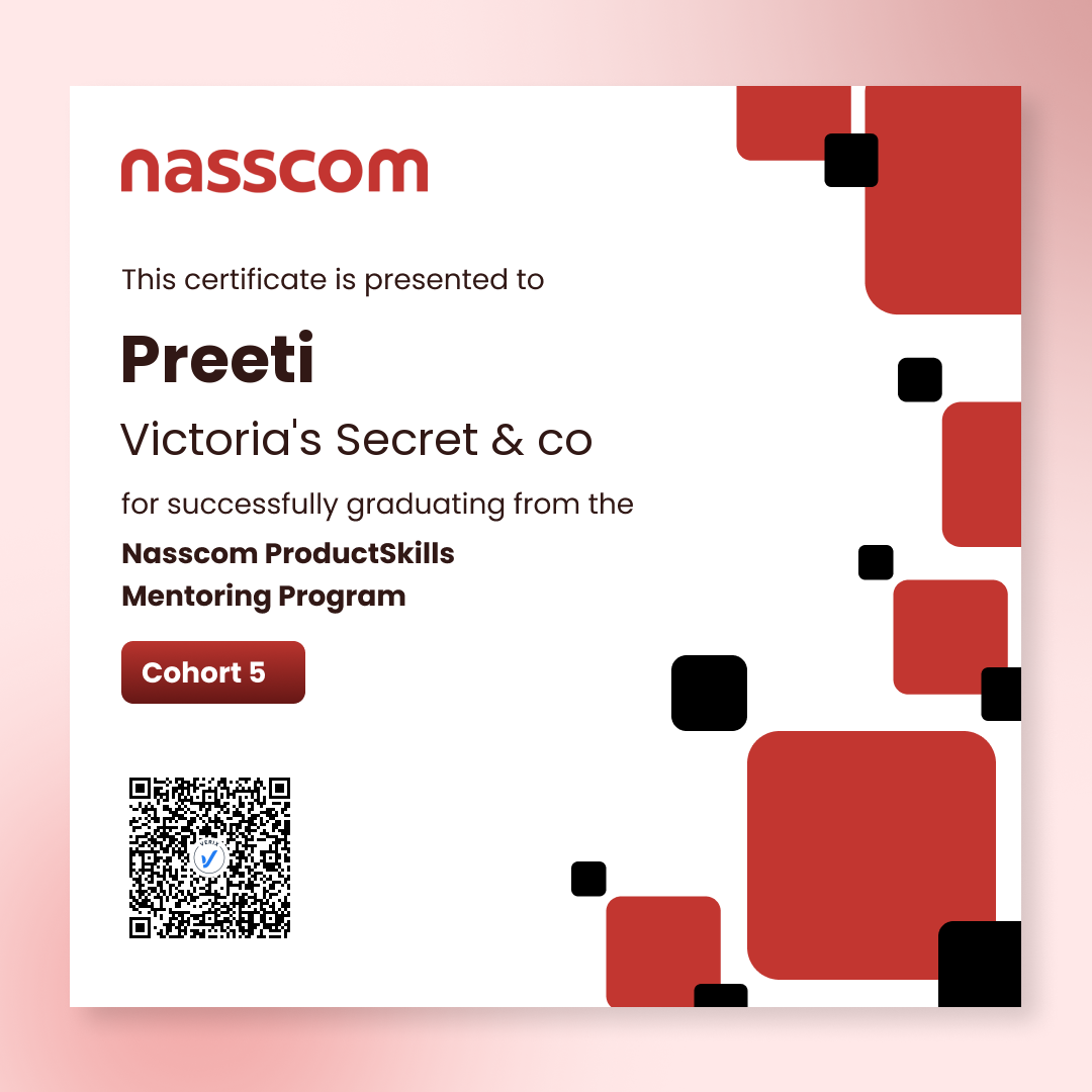Nasscom ProductSkills Mentoring Program Cohort 5 (Mentee): Preeti