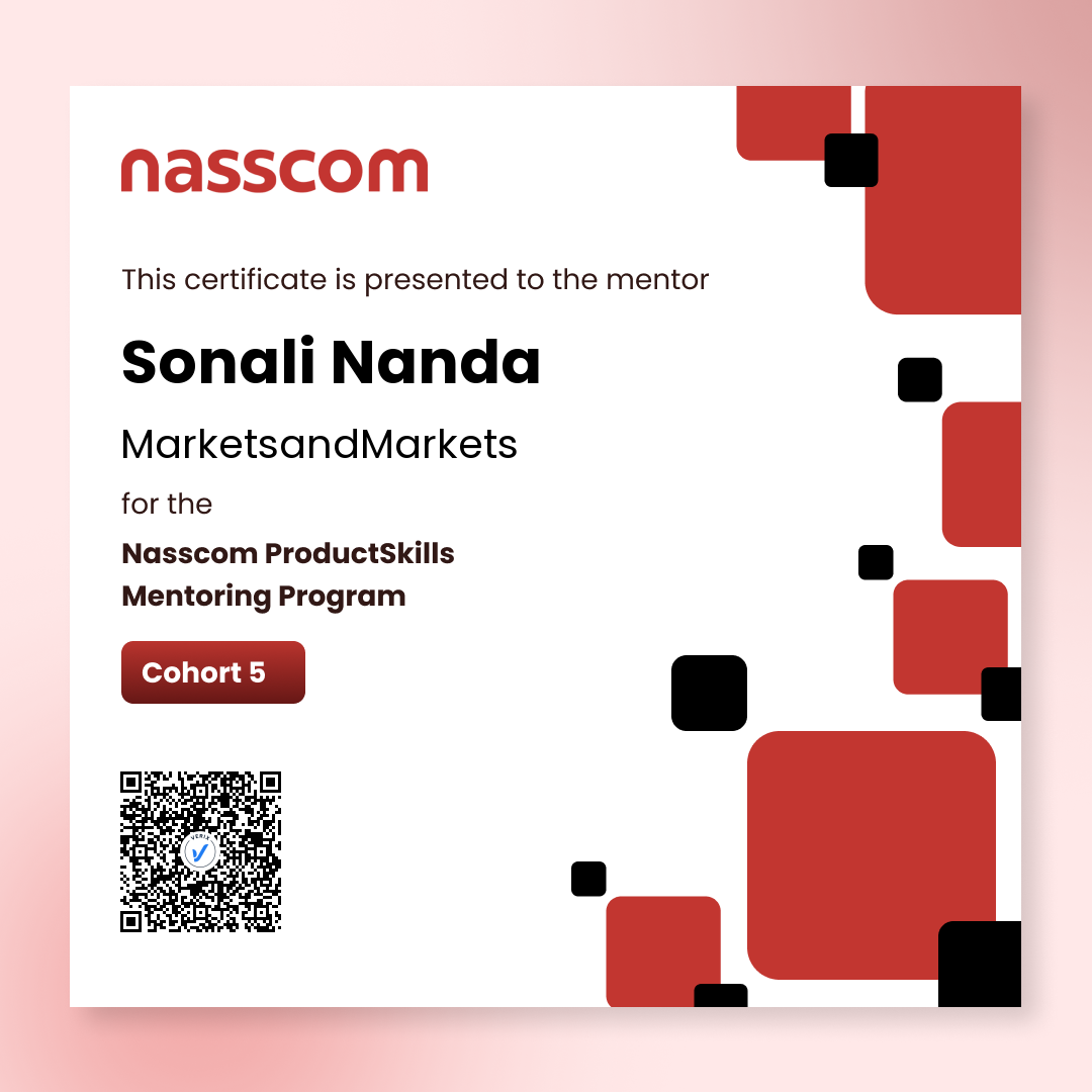 Nasscom ProductSkills Mentoring Program Cohort 5 (Mentor): Sonali Nanda