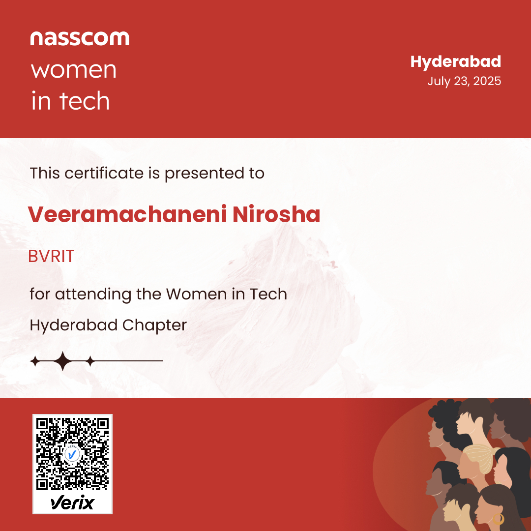 Nasscom Women in Tech Hyderabad Chapter Attendee Certificate