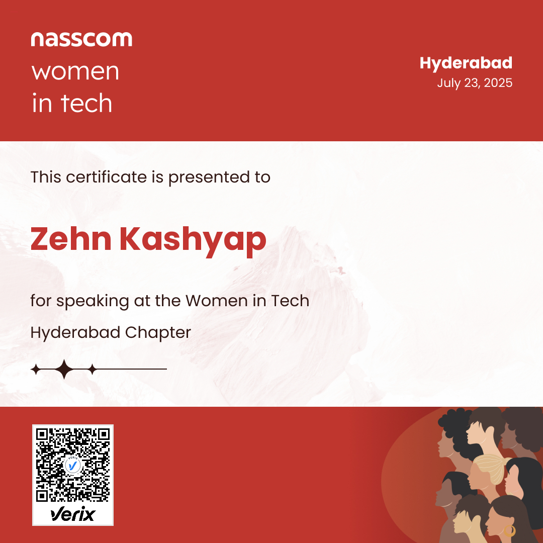Nasscom Women in Tech Hyderabad Chapter Speaker Certificate