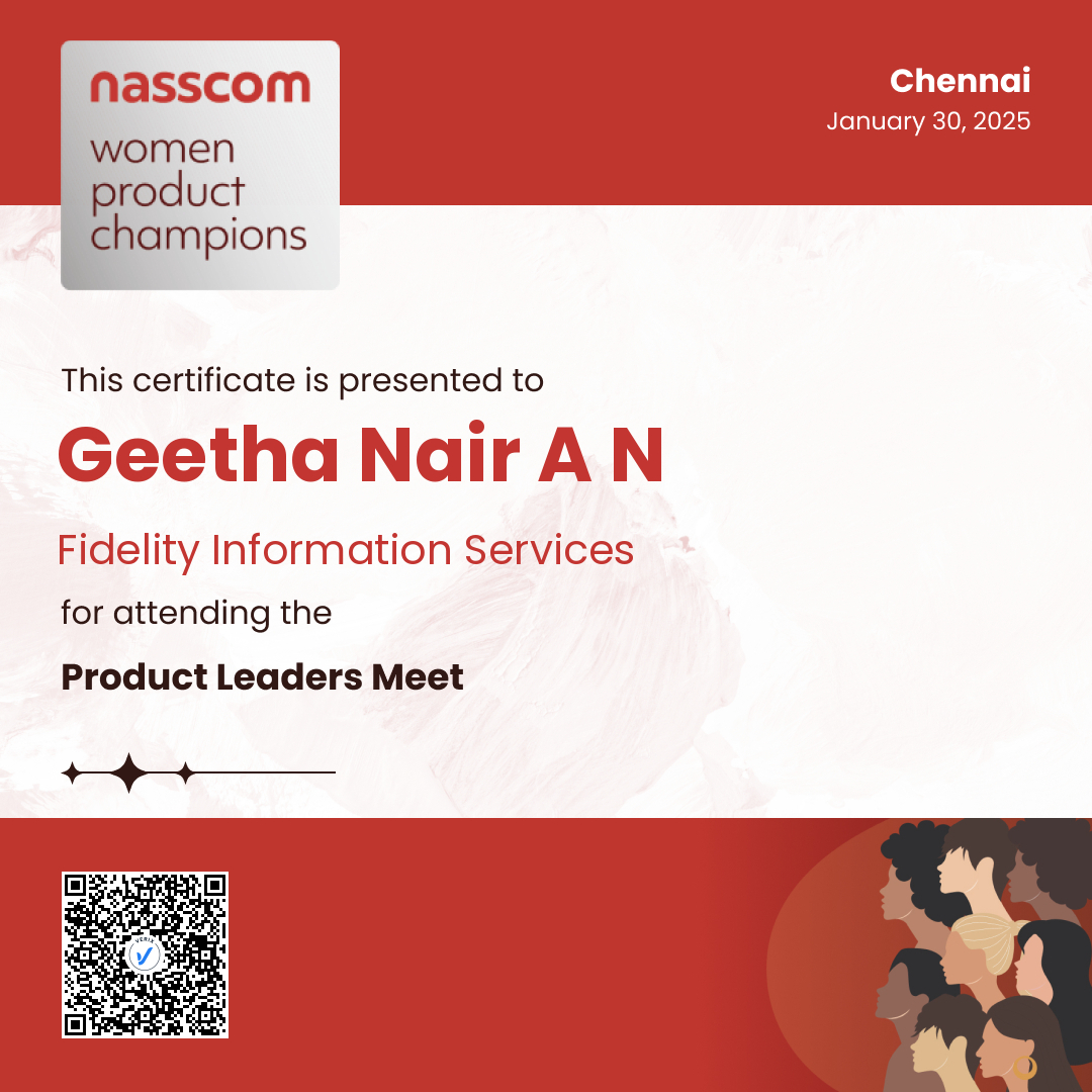 Nasscom Women Product Champions - Product Leaders Meet (Attendee): Geetha Nair A N