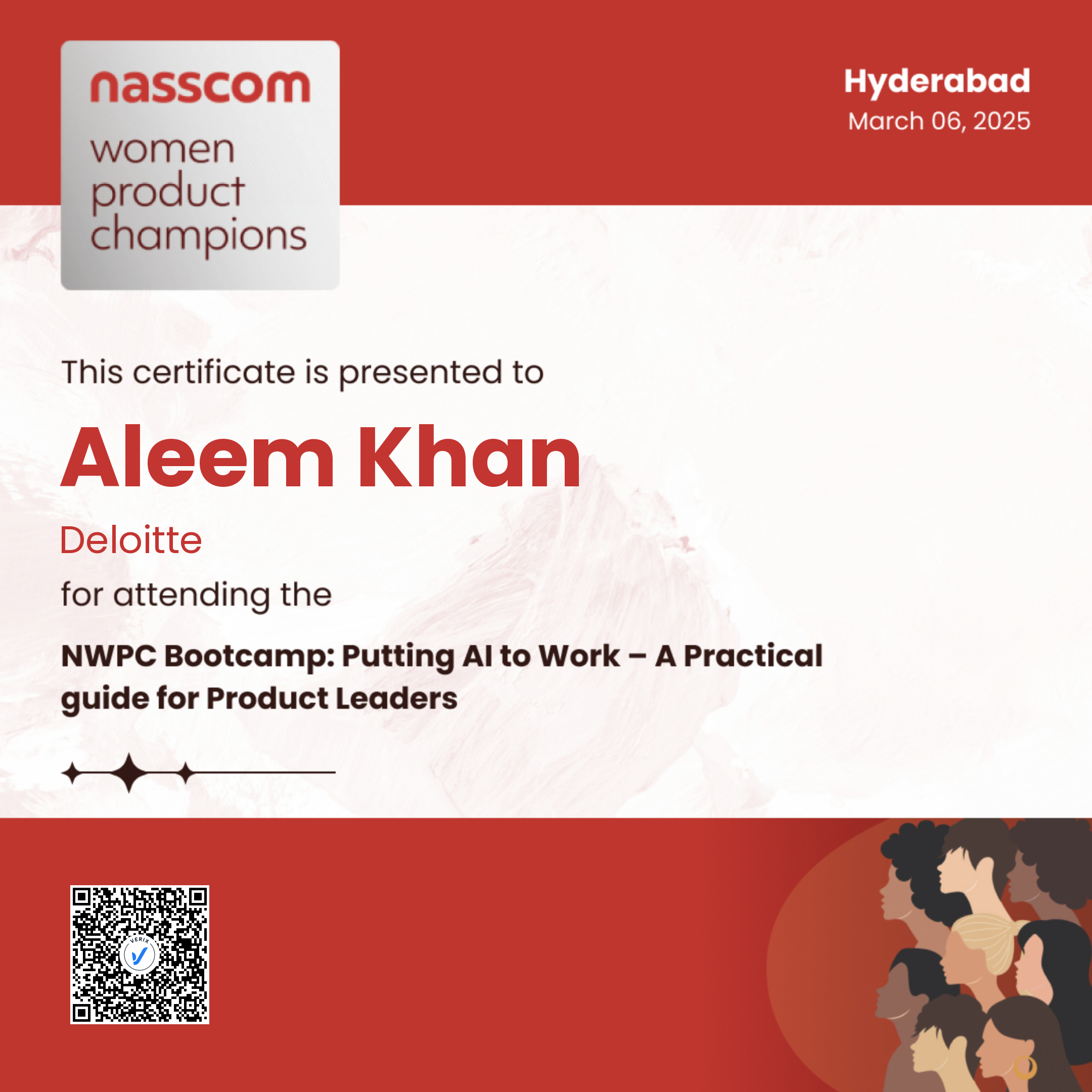 Nasscom Women Product Champions - Bootcamp (Attendee): Aleem Khan