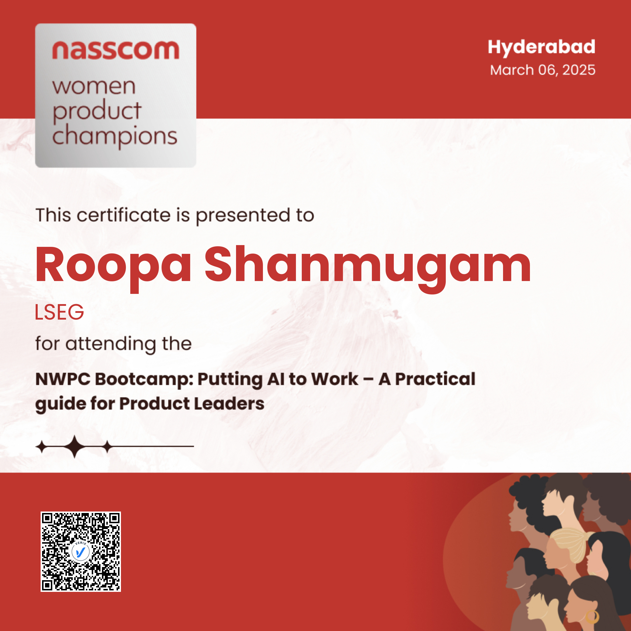 Nasscom Women Product Champions - Bootcamp (Attendee): Roopa Shanmugam