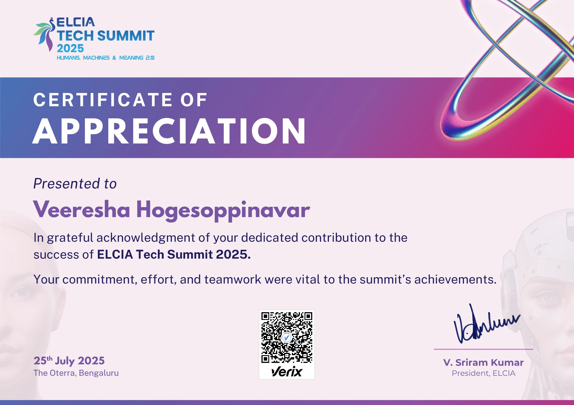 ELCIA Tech Summit 2025 Contributor Certificate