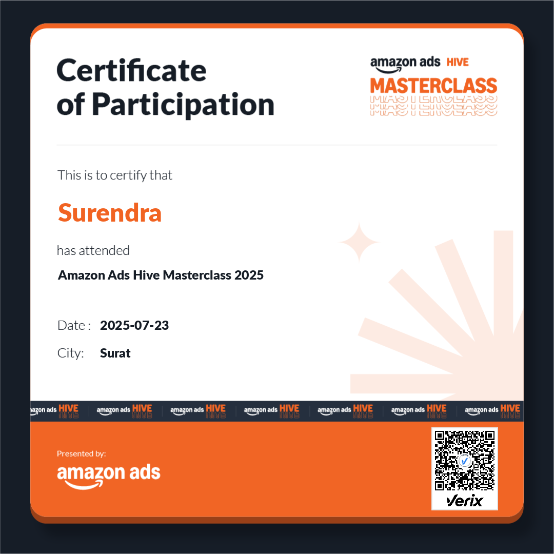 Certificate of Participation: Amazon Ads Hive Masterclass 2025