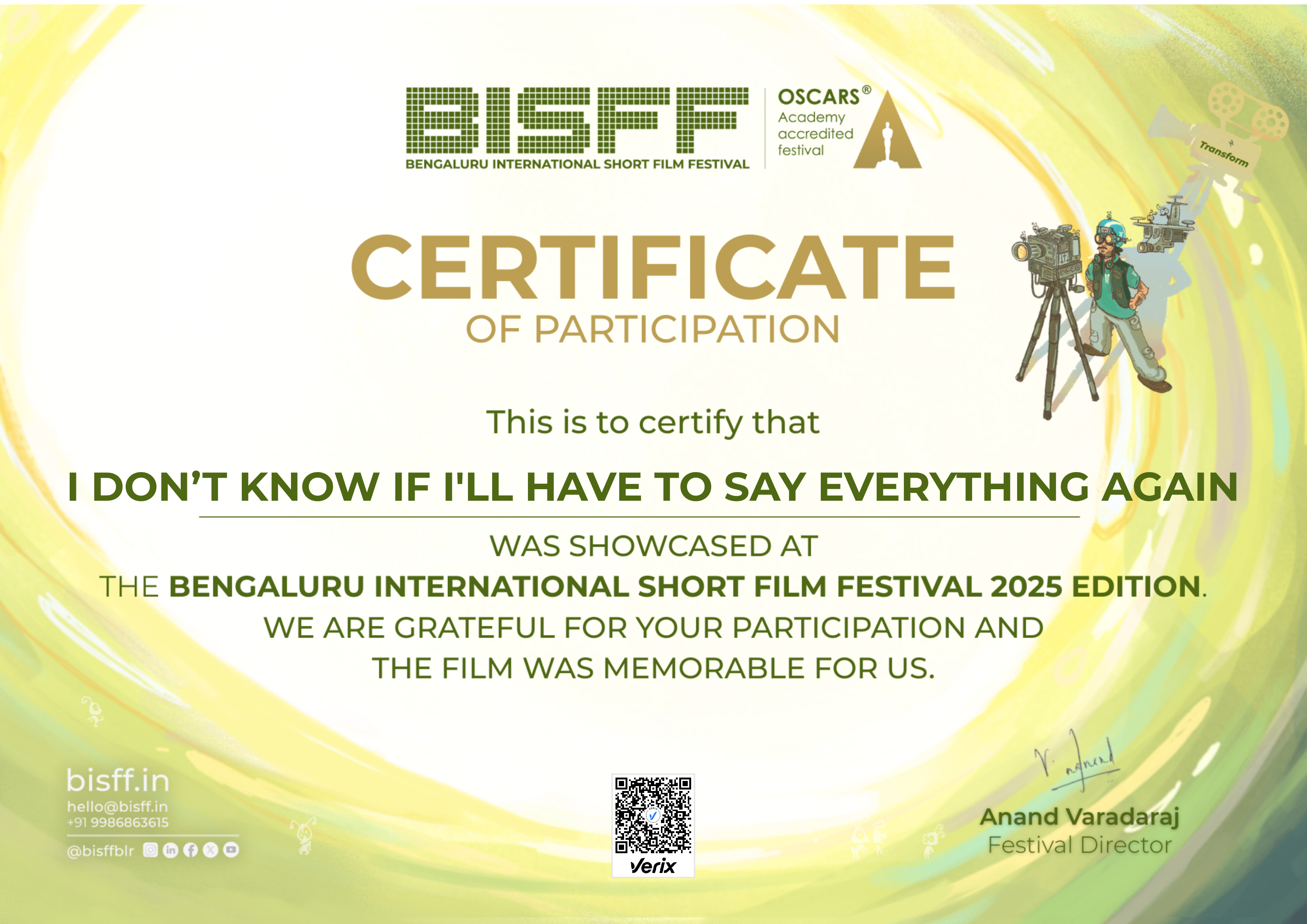 BISFF 2025 | Certificate of Participation