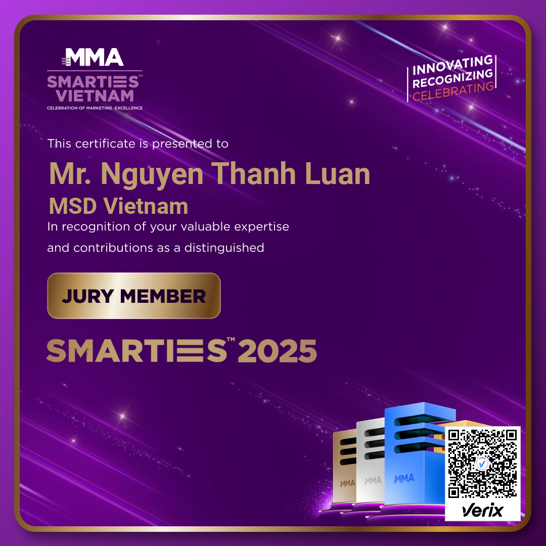 MMA Smarties Jury Vietnam 2025 Certificate